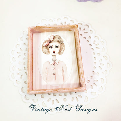 Miniature 1950's Gal No.1:1 Handmade for Dollhouse Diorama Shadow Box