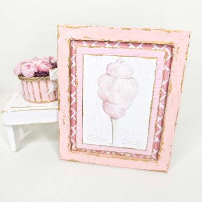 Dollhouse Miniature Cotton Candy No.2:5 Handmade Wooden Framed Art