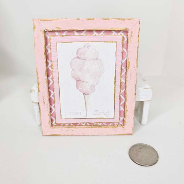 Dollhouse Miniature Cotton Candy No.2:5 Handmade Wooden Framed Art