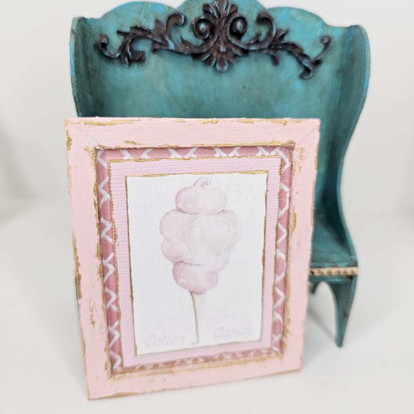 Dollhouse Miniature Cotton Candy No.2:5 Handmade Wooden Framed Art