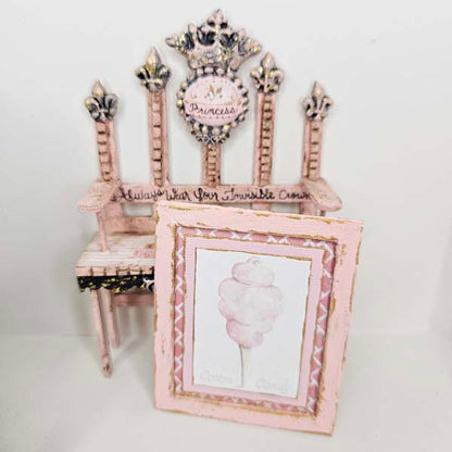 Dollhouse Miniature Cotton Candy No.2:5 Handmade Wooden Framed Art