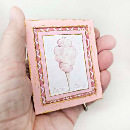 Dollhouse Miniature Cotton Candy No.2:5 Handmade Wooden Framed Art