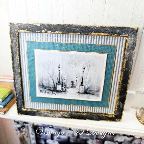 Miniature London Fog No.1:5 Handmade for Dollhouse Wooden Framed