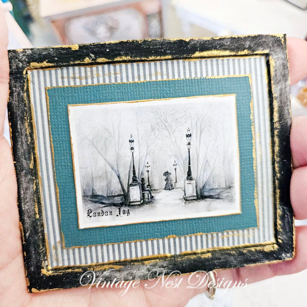 Miniature London Fog No.1:5 Handmade for Dollhouse Wooden Framed