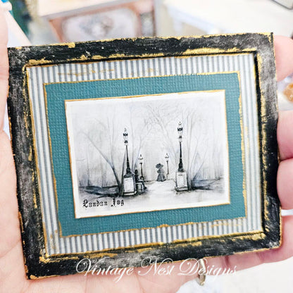 Miniature London Fog No.1:5 Handmade for Dollhouse Wooden Framed