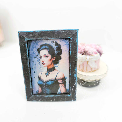 Miniature Victorian Woman No.5:1 Dollhouse Art Handmade for Dolls Wooden Framed