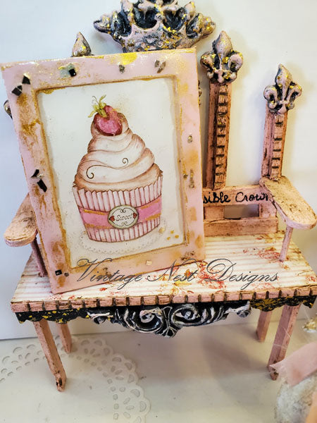 Cupcake Nr. 6:3:3 Puppenhaus Miniatur handgemachte Holzrahmenkunst