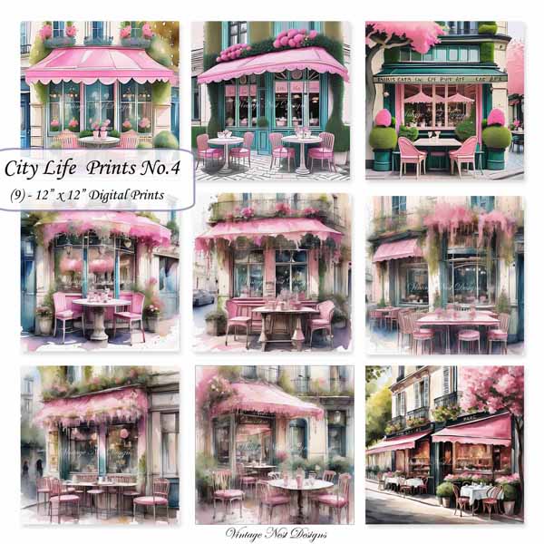 Digital Prints Bundle City Life No.4 Illustration Instant Download