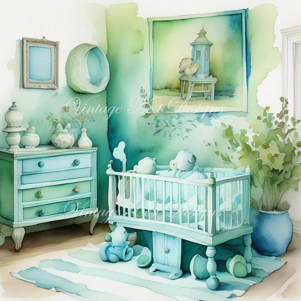A Babies Room No.1 Digital Prints Scrapbooking Illustration