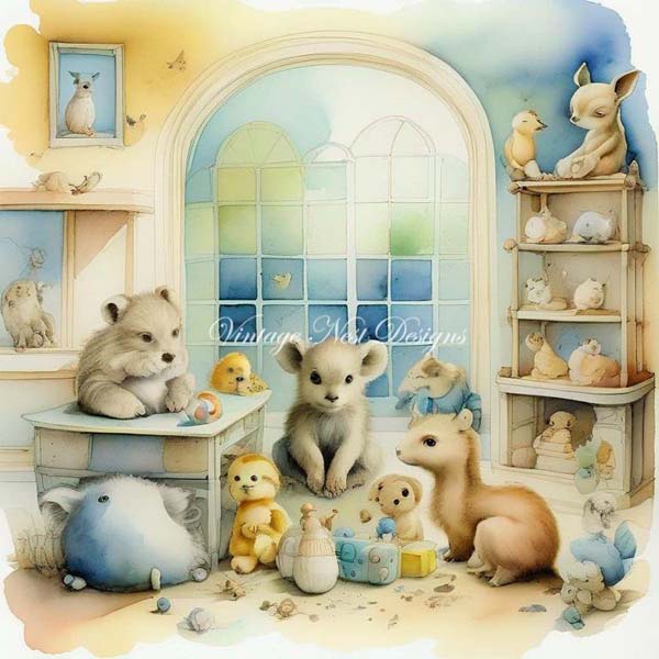 A Babies Room No.1 Digital Prints Scrapbooking Illustration