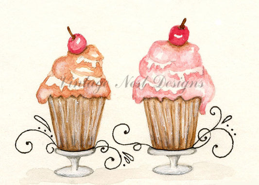 Digital Print Le Treats No.1:2 ACEO Watercolor Painting Insyant Download