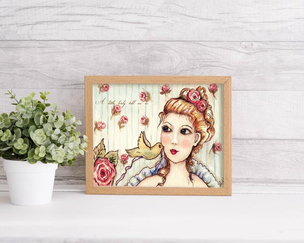 A Little Birdy Told Me So ACEO Digital Print Watercolor Painting