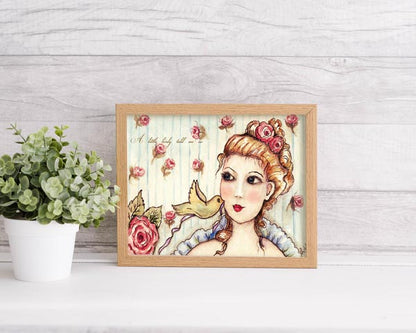 A Little Birdy Told Me So ACEO Digital Print Watercolor Painting