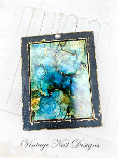 Miniature Abstract Art No.4 Handmade for Dollhouse Wooden Framed Art