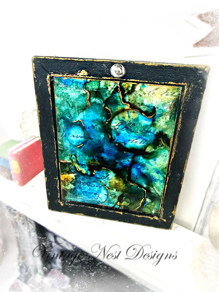 Miniature Abstract Art No.4 Handmade for Dollhouse Wooden Framed Art