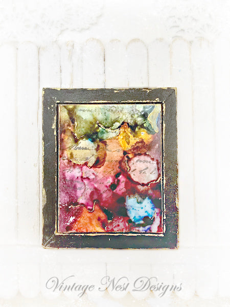 Miniature Abstract Art No.5 Handmade for Dollhouse Wooden Framed Art
