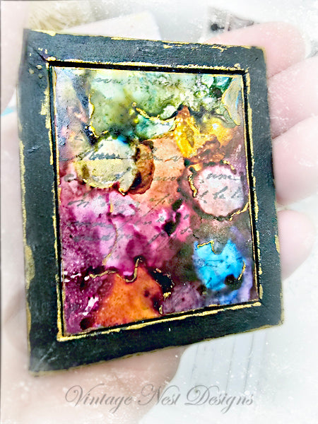 Miniature Abstract Art No.5 Handmade for Dollhouse Wooden Framed Art