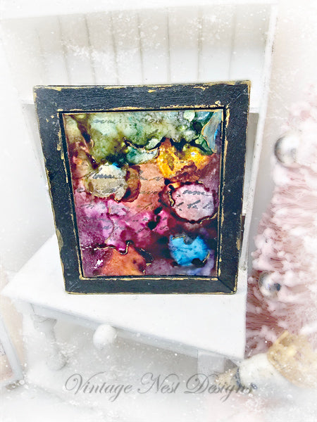 Miniature Abstract Art No.5 Handmade for Dollhouse Wooden Framed Art