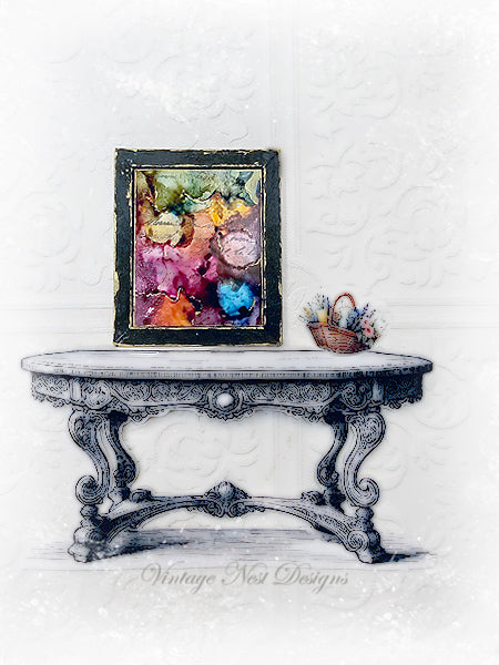 Miniature Abstract Art No.5 Handmade for Dollhouse Wooden Framed Art