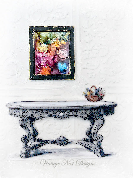 Miniature Abstract Art No.5 Handmade for Dollhouse Wooden Framed Art