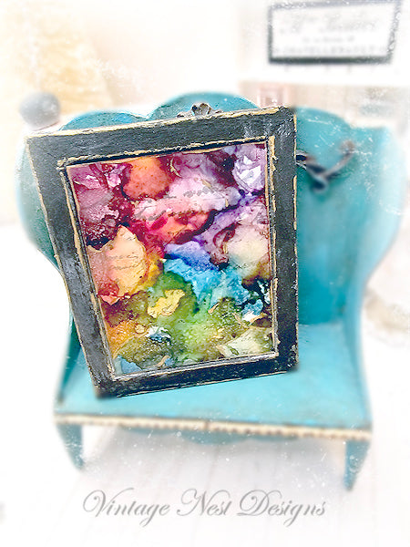Miniature Abstract Art No.6 Handmade for Dollhouse Wooden Framed Art