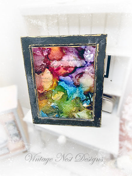 Miniature Abstract Art No.6 Handmade for Dollhouse Wooden Framed Art