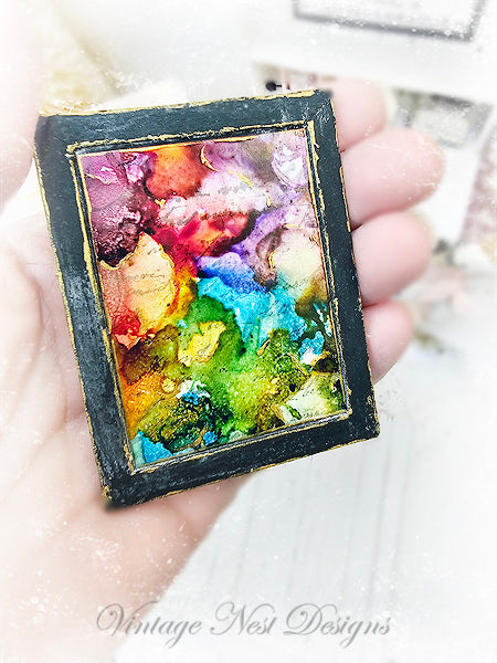Miniature Abstract Art No.6 Handmade for Dollhouse Wooden Framed Art