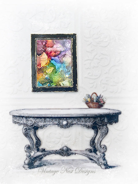 Miniature Abstract Art No.6 Handmade for Dollhouse Wooden Framed Art