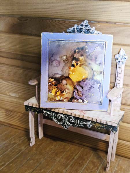 Miniature Abstract Art No.7 Handmade for Dollhouse Wooden Framed Art