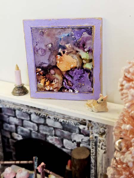 Miniature Abstract Art No.7 Handmade for Dollhouse Wooden Framed Art