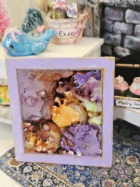 Miniature Abstract Art No.7 Handmade for Dollhouse Wooden Framed Art