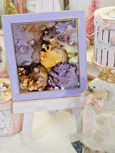 Miniature Abstract Art No.7 Handmade for Dollhouse Wooden Framed Art
