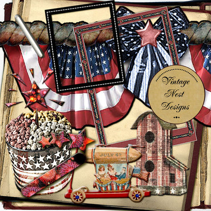 Digital Scrapbooking An American Kit Instant Download