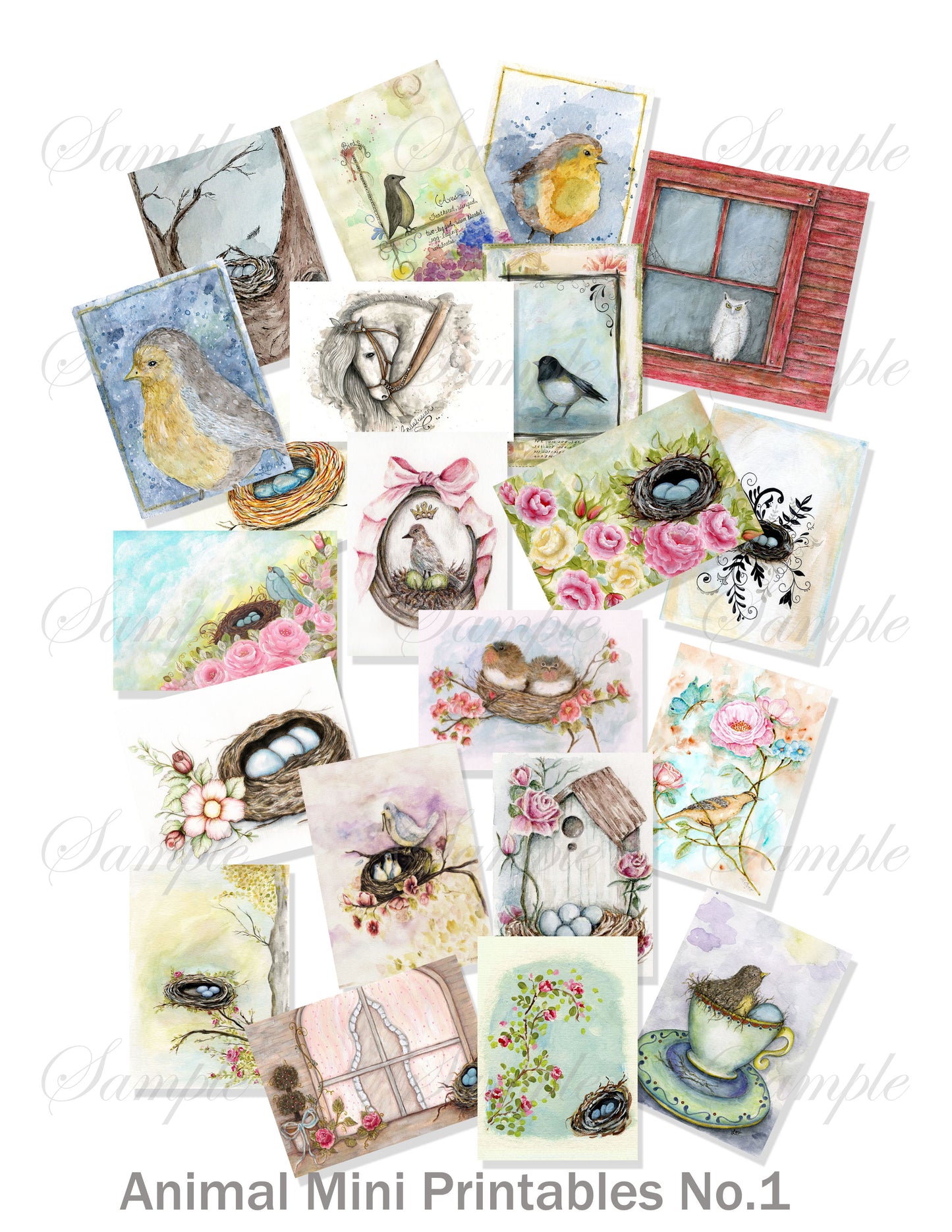 Digital Prints Animal Miniature PDF Printable No.1 Fussy Cuts