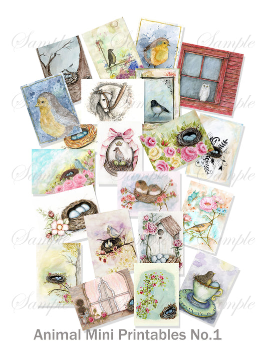 Digital Prints Animal Miniature PDF Printable No.1 Fussy Cuts