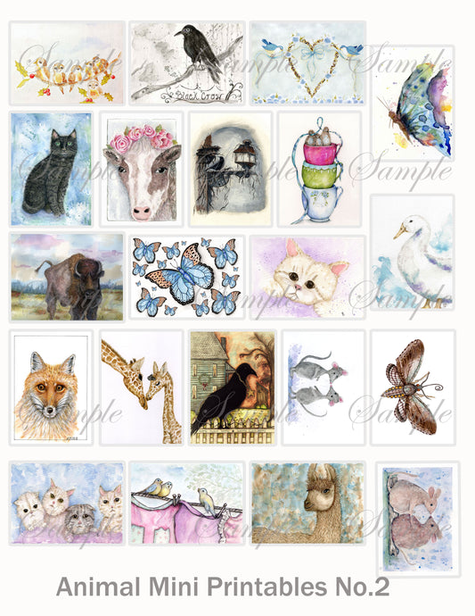 Digital Prints Animal Miniature PDF Printable No.2 Fussy Cuts