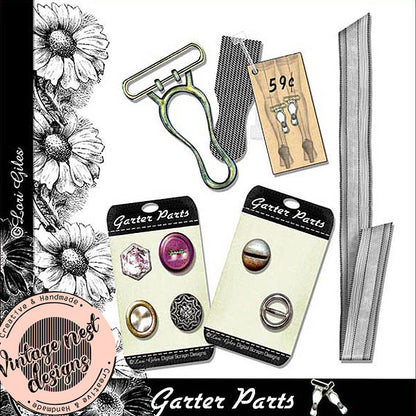 Digital Scrapbooking Antique Garter Parts No.1 Instant Download