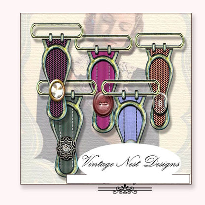 Digital Scrapbooking Antique Garter Parts No.1 Instant Download