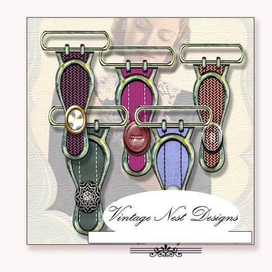 Digital Scrapbooking Antique Garter Parts No.1 Instant Download