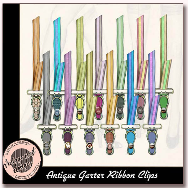Digital Scrapbooking Antique Garter Ribbons No.1 Instant Download