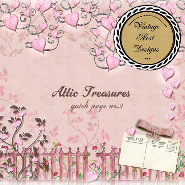 Digital Scrapbooking Attic Treasures Quick Page No.2 Instant Download