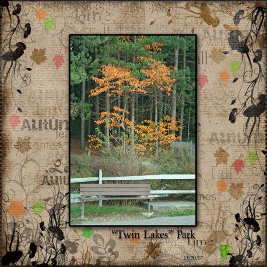 Digital Scrapbooking Autumn Leaves Quick Page No.1 Instant Download