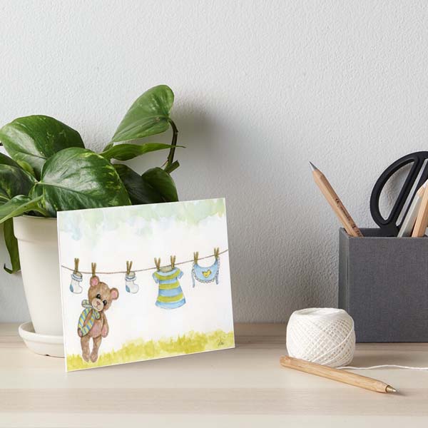 Digital Print Baby Bear Nursery Art No.1 Watercolor Painting Instant Download