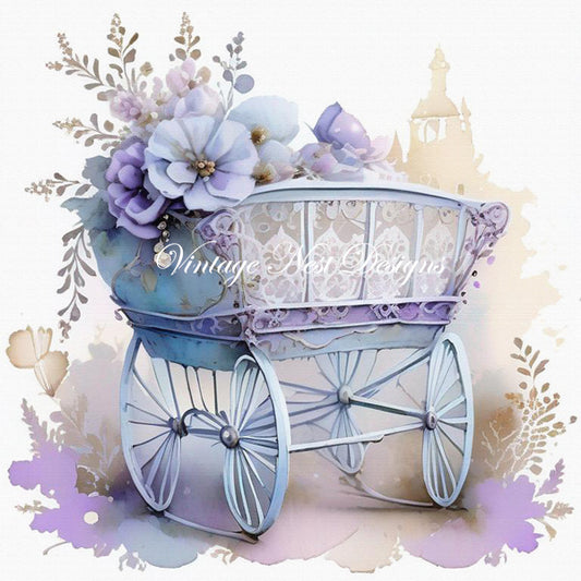 Digital Scrapbooking Vintage Baby Buggies No.1 Instant Download