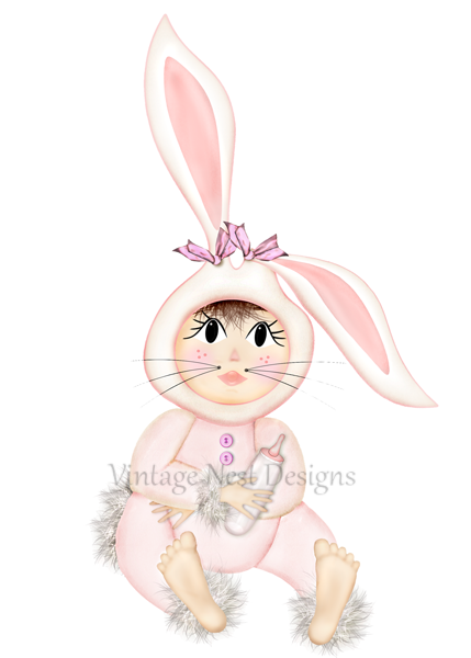 Digital Print Baby Bunny Graphics No.1 Illustration Instant Download