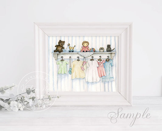 Digital Print Baby Time No.1 Watercolor Painting Instant Download
