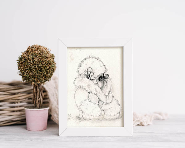 Digital Print Baby it's Cold Outside No.1 Pencil Drawing Instant Download