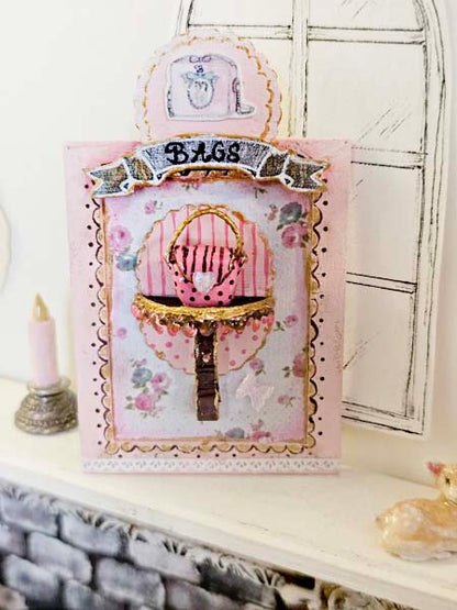 Miniature Bags Sign No.1-1 Handmade for Dollhouse Diorama Shadow Box
