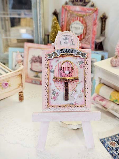 Miniature Bags Sign No.1-1 Handmade for Dollhouse Diorama Shadow Box