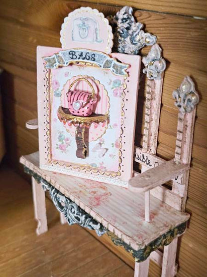 Miniature Bags Sign No.1-1 Handmade for Dollhouse Diorama Shadow Box
